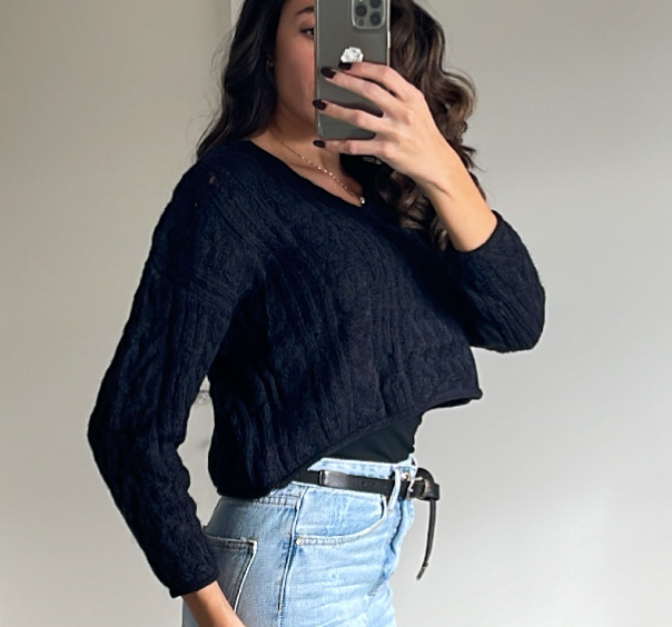 Maglione Crop + Canotta Nero