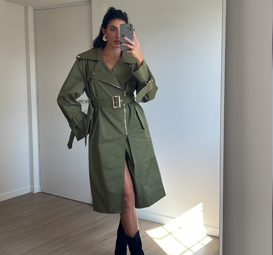 Trench Impermeabile Verde Militare