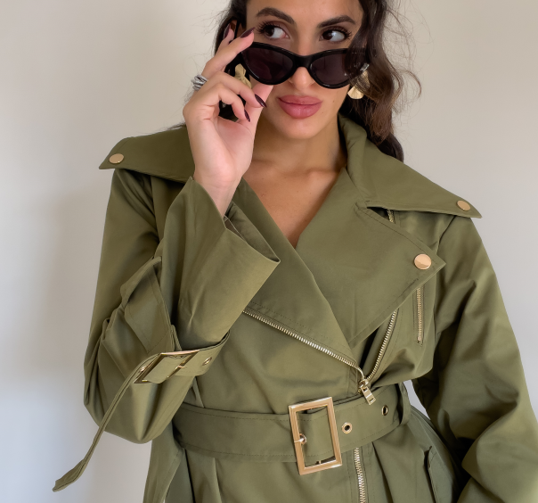 Trench Impermeabile Verde Militare